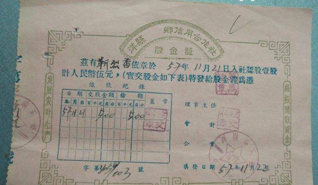 63年前买的信用社股金，整整6股，如今却只能换17元